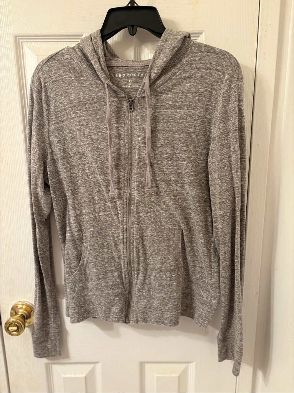 Aeropostale Light Heather Gray Zip Hoodie